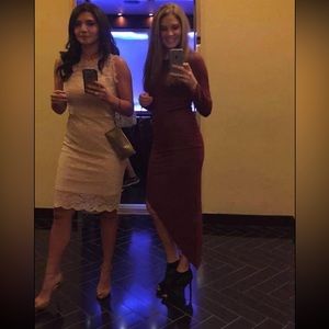 Asymmetrical maroon dress